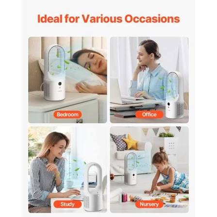 Ventilador de escritorio VEVOR sin aspas, portátil, personal, de 12,99 pulgadas, ideal para niños, con 6 velocidades, USB, silencioso, con botón de control, ideal para oficina y hogar (enchufable, sin batería). | VEVOR MX