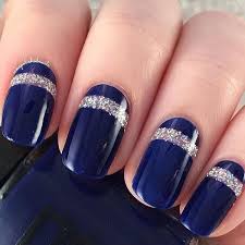 50 Blue Nail Art Designs Cuded Blue Nail Art Designs Silver Glitter Nails Blue Nails