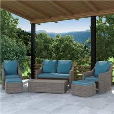 Cosco Products Cosco Outdoor 6 Piece Patio Outdoor Set Multifunctional Ottomans Tables Gray In 2020 Conversation Set Patio Patio Furniture Garden Patio Furniture