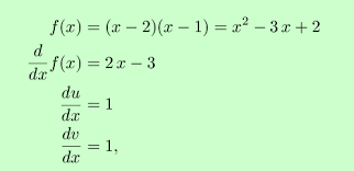 In the following discussion and solutions the derivative of a function h(x) will be denoted by or h'(x). World Web Math The Product Rule