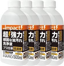 Amazon | 【プロ用の威力】超強力 油汚れ 洗剤 インパクトクリーナー(ハードph13.0) 2L (500ml×4本セット) 特殊洗浄液  脱脂処理 業務用 家庭用【新発想成分】高濃度 10倍稀釈OK キッチン 油落とし ヤニ 電子レンジ 換気扇 レンジ コンロ 厨房 エンジン 重油  タール ...