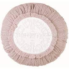 Cuscino rotondo in tessuto per divani. Cuscino Rotondo Blanc Mariclo Misto Lino Con Pizzo Shabby Chic