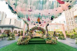 Gorgeous Butterfly Stage Decor For Mehendi Ravine Mira Wedding Story Wedmegood Wedmegood Indianweddi Ceiling Decor Wedding Decorations Thailand Wedding