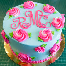 Simple Birthday Cake Design Pictures Blue And Pink Rosette Cake Cake 109 Happy Birthday Cakes Cake Cake Designs Birthday