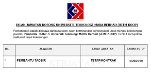 Kakitangan.com is an online hr software for malaysian businesses that helps handle payroll, claims, benefits, leave and more. Jawatan Kosong Terkini Koperasi Kakitangan Universiti Teknologi Mara Uitm Koop Pembantu Tadbir Kerja Kosong Kerajaan Swasta