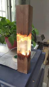 Acheter Lampe De Table En Bois Massif Avec Resine Epoxy Design Art Fait A La Main Lumiere Chaude Cystal De 9 Table Bois Massif Table Bois Chaise Bois Design