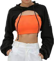 Check spelling or type a new query. Women S Mesh Fishnet Patchwork Crop Top Hoodie Sexy Long Sleeve Pullover Shirts At Amazon Women S Clothing Store