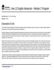 This site might help you. Year 12 Advanced Module C Program Docx Year 12 English Advanced U2013 Module C Program Unit Title Module C The Craft Of Writing Duration 30 Hours Course Hero