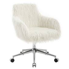 Linon Fiona Faux Fur Office Chair 16 20 In Adjustable Seat Height Multiple Colors Walmart Com In 2020 Adjustable Office Chair White Office Chair Linon Home Decor