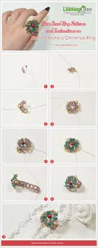Feed the beads onto the beading cord (be careful not to let the beads. Glass Bead Ring Patterns And Instructions On How To Make A Christmas Ring Beaded Jewelry Beaded Rings Patterns Jewelry Patterns