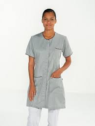 Blouse sylvaine sans manches modèle sans manches biais bleu roy, 3 poches, fermeture pressions, polyester/coton, 195 g/m2. Blouse De Travail Femme Manches Courtes Gris Elin Pas Chere