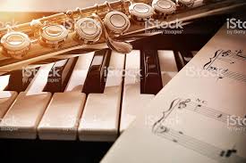 Piano And Flute With Golden Shine And Sheet Music Front Royalty Free Stock Photo Classical Music Piano Music