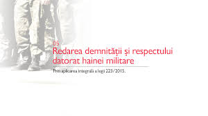 Sistemul pensiilor militare de stat acoper riscurile activitii specifice sistemului de aprare, ordine public i securitate naional, interzicerea sau art. Redarea DemnitÄƒÈ›ii È™i Respectului Datorat Hainei Militare Pro Romania