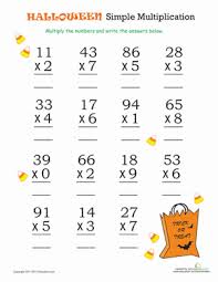 Halloween Math Simple Multiplication 2 Worksheet Education Com Halloween Math Worksheets Halloween Math Math Worksheets
