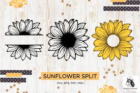 Sunflower Svg Clipart Floral Svg Sunflower Monogram Split 829029 Monograms Design Bundles