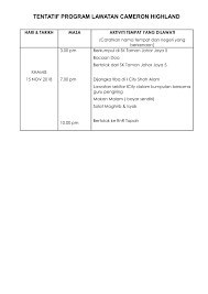 Makan malam di neeza chalet. Tentatif Lawatan Cameron Highland Flip Ebook Pages 1 3 Anyflip Anyflip