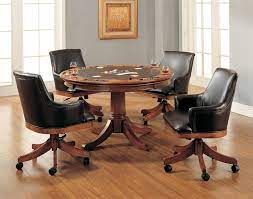 With new game table chairs and benches, your game room will be transformed into a functional and relaxing living space in. Park View Barrel Back 5 Piece Game Table Set In Medium Brown Oak Finish By Hillsdale Furniture 4186 5b