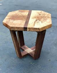 This Stunning Handmade Maple And Black Walnut Table Is Crafted From A Unique Slab Of Spalted And Figur Side Table Wood Live Edge Wood Table Rustic Accent Table