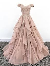 Off Shoulder Dusty Champagne Lace Cheap Long Evening Prom Dresses Evening Party Prom Dresses 18627 Prom Dresses Ball Gown Senior Prom Dresses Ball Gowns Prom