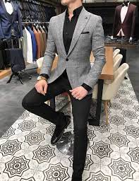 Terziademaltun Italyan Stil Erkek Slim Fit Blazer Gri Tek Ceket T3130 1 Mens Fashion Blazer Blazer Outfits Men Fashion Suits For Men