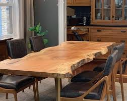 Live Edge Dining Table Reclaimed Single Slab Acacia Light Etsy In 2020 Live Edge Dining Table Live Edge Table Dining Rooms Wood Slab Dining Table