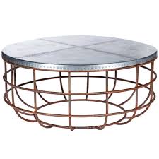 Pottery barn abbott zinc top rectangular coffee table copycatchic. Axel Iron Coffee Table With Round Hammered Zinc Top