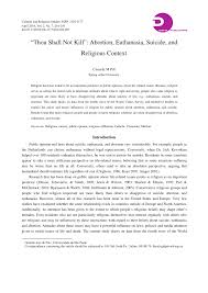 The collection of data about women hospitalized for abortion complications and the use of. Pdf Thou Shall Not Kill Abortion Euthanasia Suicide And Religious Context