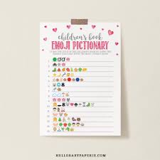 Pink Hearts Children S Book Emoji Game Template Hello Baby Paperie