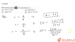 Dimensional Formula Of Capacitance Is Youtube