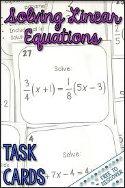 Solving Linear Equations Task Cards Activity Solving Linear Equations Linear Equations Activity Equations