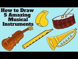 How To Draw 5 Amazing Music Instruments Easy Step By Step Drawing Tutorial For Kids Toddl Drawing Tutorials For Kids Musical Instruments Drawing Good Music