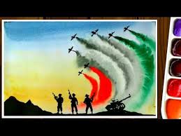 Independence Day Drawing By Water Color 15th August Painting Republic Day Youtube In 2020 Independence Day Drawing Army Drawing Drawing Competition
