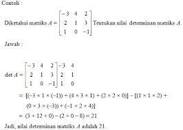 Dari formula tersebit diperoleh nilai determinan matriks a sebesar 20. Determinan Matriks Dengan Berbagai Ordo Kedai Mipa