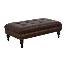 Pottery barn byron bunching coffee table, mason gray 22 wood w/ concrete finish. 74 Off Pottery Barn Pottery Barn Martin Tufted Brown Leather Ottoman Storage