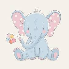 Cute Elephant With A Flower Cartoon Hand Drawn Vector Illustration Can Be Used For Baby T Shirt Print Fashion Print Design Kids Wear Baby Shower Celebration Dessin Bebe Elephant Dessin D Elephant Cartes