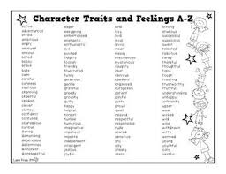 Character Traits And Feelings A Z Teacherspayteachers Com Character Trait Z Book Feeling Words List