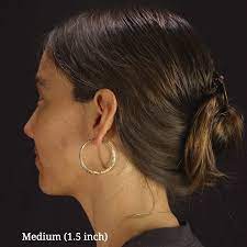 3.9 cm/ 1.53 inches in length, 10 mm/ 0.4 inch in diameter; Handmade Solid 14k Gold Hoop Earrings Mostly Sweet Jewelry