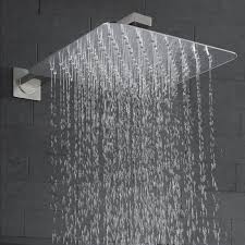 Luxury Rain Shower System Wall Mounted Shower Combo Set With High Pressure 12 Inch Square Rain Shower He Rain Shower System Shower Faucet Sets Rain Shower Head