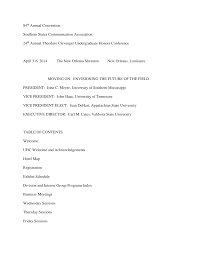 84th Annual Convention Southern States Communication Association 24th  Annual Theodore Clevenger Undergraduate Honors Conference