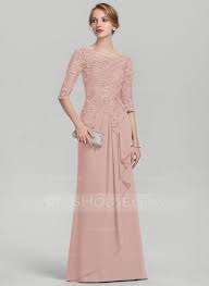 Scoop Neck Floor Length Chiffon Lace Mother Of The Bride Dress With Cascading Ruffles 267196597 Jj S H In 2020 Lace Evening Dresses Bride Dress Dress Brokat Modern