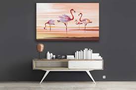 Décoration murale moderne et design grâce à ce. Tableau Moderne Pour Salon Deco Tropicale Flamants Rose Magnolia