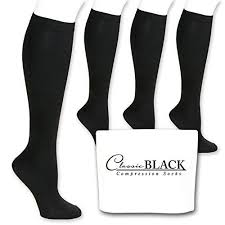 Classic Black Knee High Graduated Compression Socks 15 20 Mmhg For Women And 4 Fashion Clothing Sho Graduated Compression Sock Black Knees Compression Socks