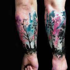 These trees are symbol of knowledge, strength, forgiveness and abundance. 70 Watercolor Tree Tattoo Designs For Men Manly Nature Ideas