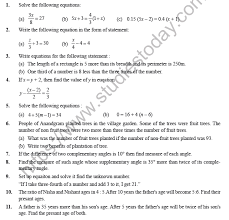 Blog provides ncert solutions, cbse, ntse, olympiad study material, model test papers mathematics formulas and resources. Class 7 Maths Simple Equations Worksheet