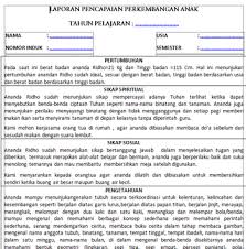 Contoh raport paud kurikulum 2013 terbaru dan contoh pengisian raport paud dapat di download disini. Pengisian Raport Paud K13 Semester 2 Cara Golden