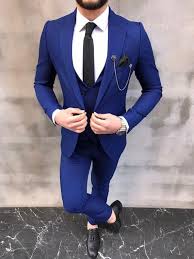 We've got your formal look sorted. Men Suits Formal Fashion Suits Blue One Button Slim Fit Etsy