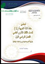 تحضير بطريقة الوحدات المستوى الخامس لغة عربية الفصل الأول المناهج السعودية