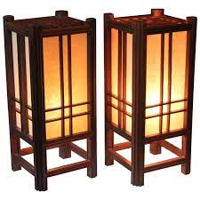 pair of vintage japanese electric lantern lamps prairie school mission rosewood 1stdibs com electric lanterns lamp japanese lamps