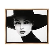 Stupell Industries Female Fashion Portrait Beauty & Fashion Painting Brown  Floater Framed Canvas Art Print Wall Art, 21 x 17