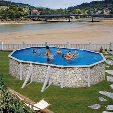 Piscina Ovalada 500 X 300 X 120 Cm Aspecto Piedra Pool Outdoor Decor Pictures